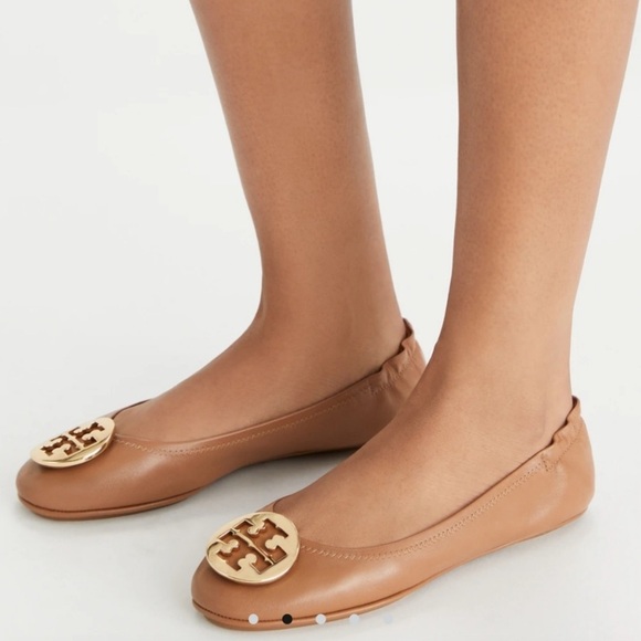 Tory Burch Tan Minnie Travel Ballet Flats - Picture 1 of 13